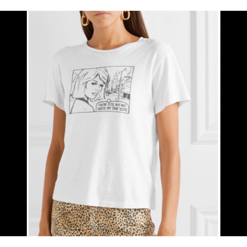 Re/Done Classic You're Cute but not waste my time cute retro graphic tee Sz M - Picture 2 of 5